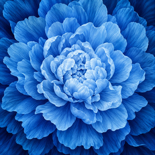 sky blue, royal blue, navy blue, powder blue, light blue, cerulean blue, azure, peony, peony flower, floral, botanical, flower bloom, layered petals, full bloom, nature, elegant, romantic, spring, summer, garden, botanical print, closeup, macro, detailed, delicate, soft, serene, peaceful, sophisticated