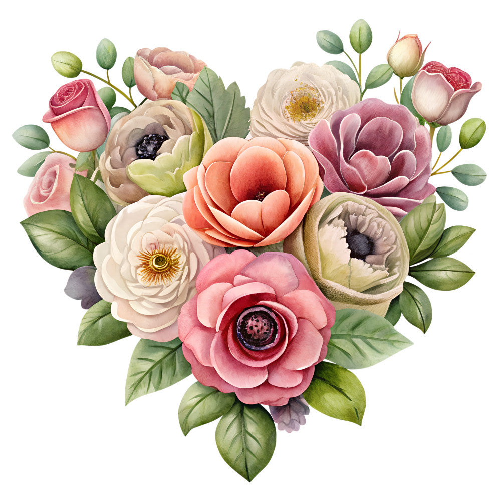 Watercolor Flower Bouquets Fabric Panel 18