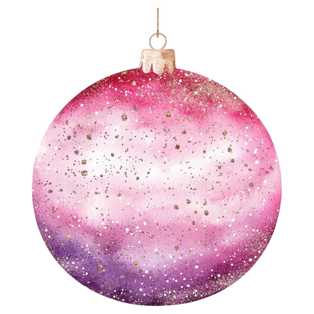 Watercolor Christmas Ornaments Fabric Panel 9