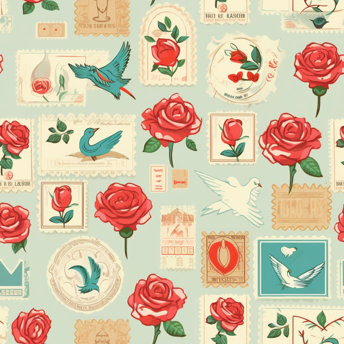 Postmarked Roses Pattern 7 Minky Fabric