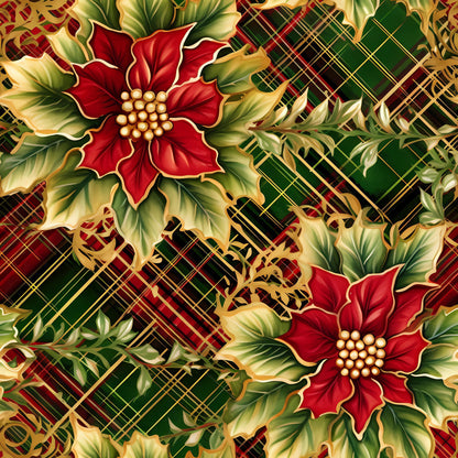 Gilded Tartan Blooms Pattern 12 Minky Fabric