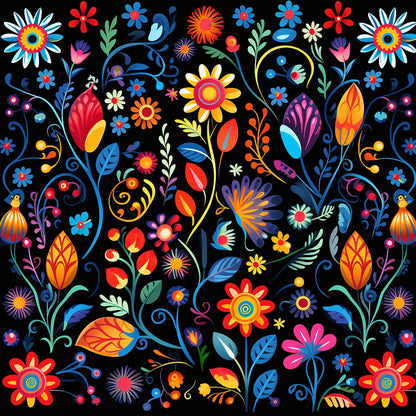 Midnight Otomi Garden Pattern 6 Minky Fabric