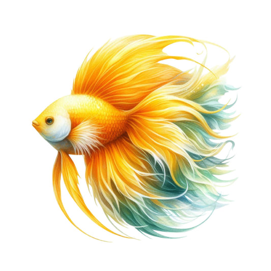 Watercolor Sea Fish Fabric Panel 12