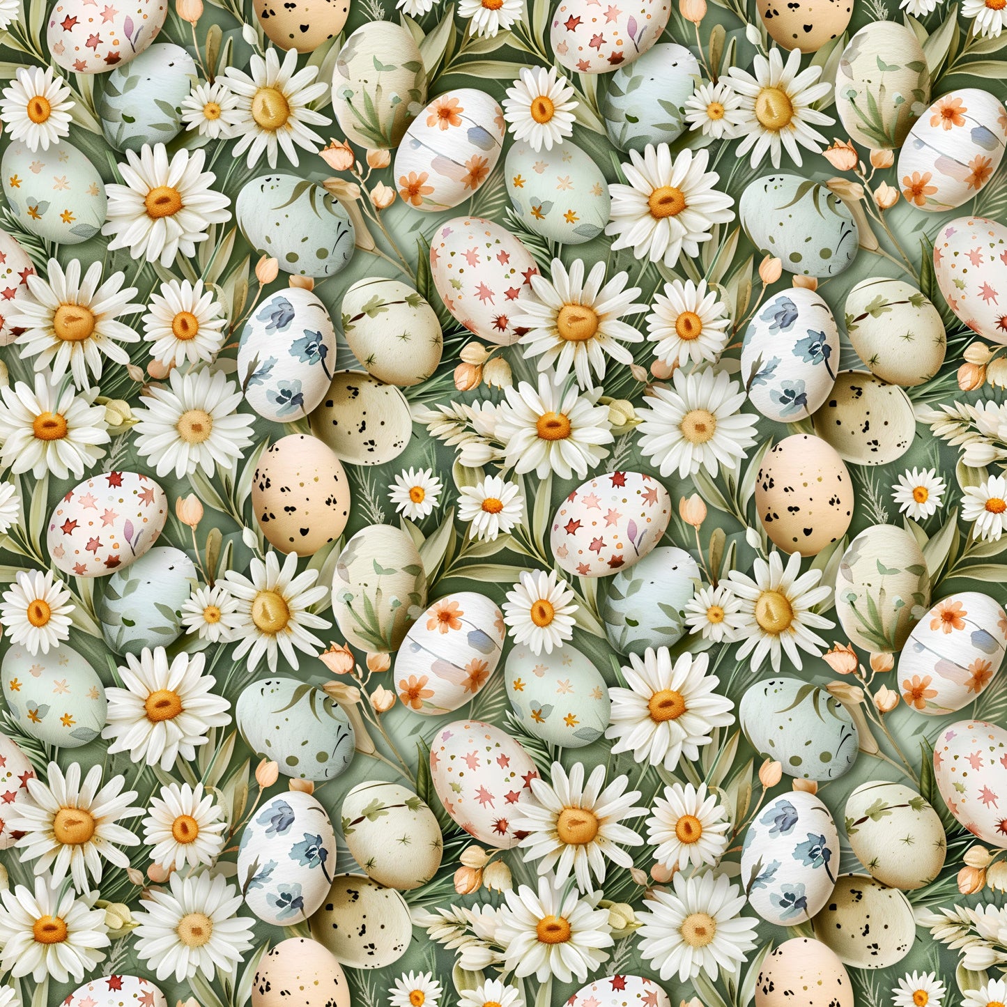 Easter Bunny Eggs and Ears Pattern 1 Quilting Cotton Fabric