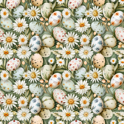Easter Bunny Eggs and Ears Pattern 1 Quilting Cotton Fabric