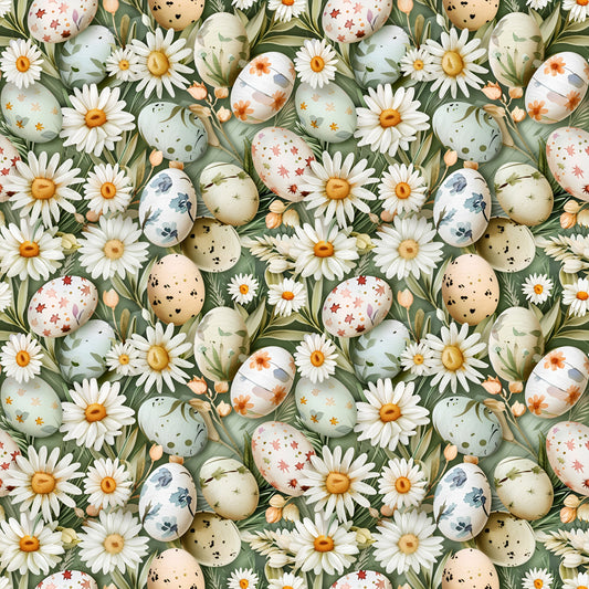 Easter Bunny Eggs and Ears Pattern 1 Quilting Cotton Fabric
