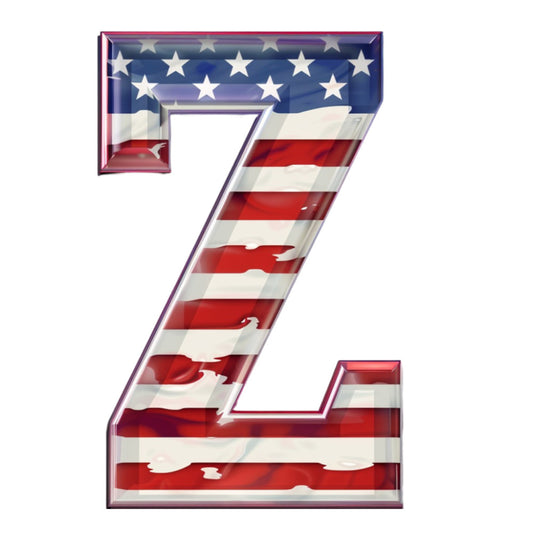 Grunge American Flag Alphabet Fabric Panel 7