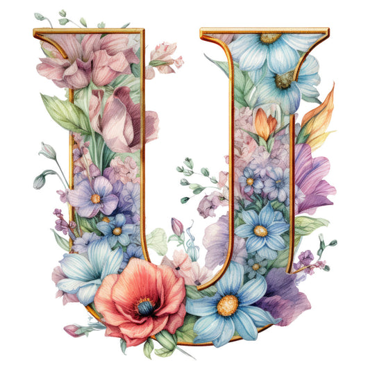 Alphabet Flowers Fabric Panel 17