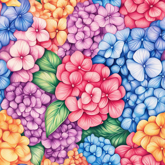 Colorful Hydrangeas Pattern 4 Quilting Cotton Fabric