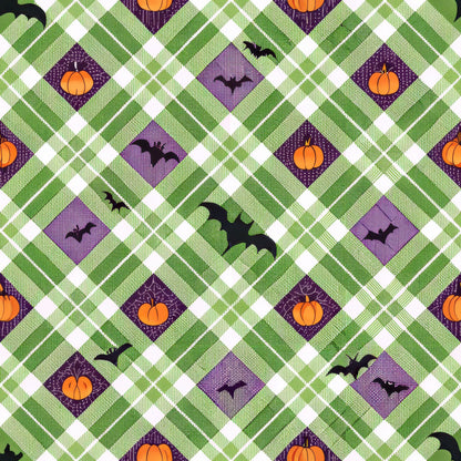 Halloween Gingham and Stripes Pattern 5 Quilting Cotton Fabric