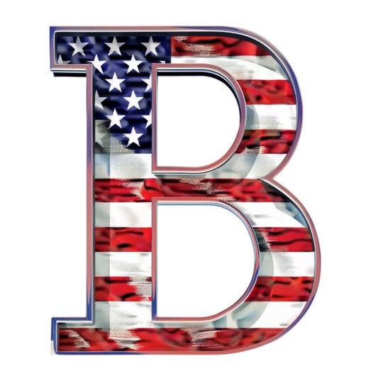 Grunge American Flag Alphabet Fabric Panel 9