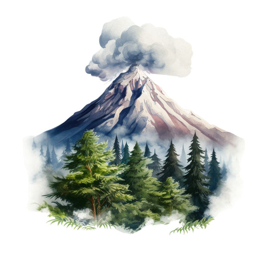 Watercolor Volcano Fabric Panel 9