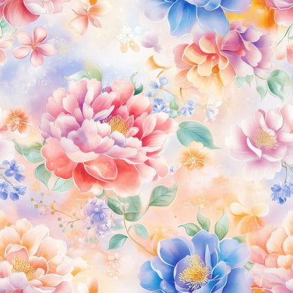 Watercolor Petal Garden Pattern 7 Minky Fabric