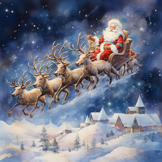 Santa Claus Flying Fabric Panel 7