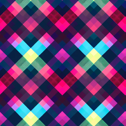 Neon Gingham Pattern 12 Quilting Cotton Fabric