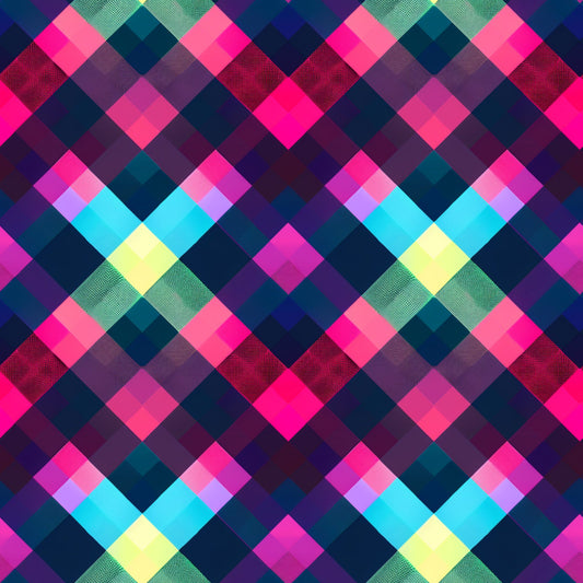 Neon Gingham Pattern 12 Quilting Cotton Fabric