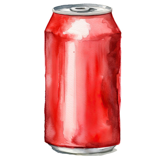 red soda can, bright red, cola can, beverage print, food and drink, kitchen theme, retro style, vintage soda, pop can design, modern, whimsical, fun print, novelty theme, aluminum can, drink motif, contemporary, playful, casual style, diner aesthetic, 1950s inspired, commercial imagery, red and silver, metallic accents, kitchen decor, apron fabric, tea towel, table runner, home goods