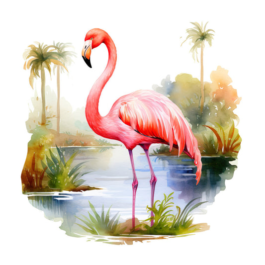 Watercolor Flamingos Fabric Panel 9