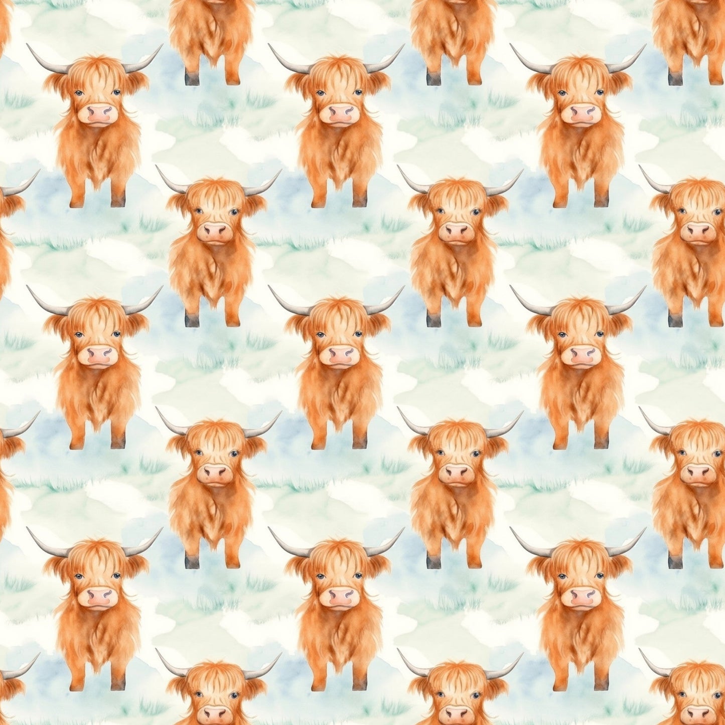 Funky Highland Cows Pattern 4 Quilting Cotton Fabric
