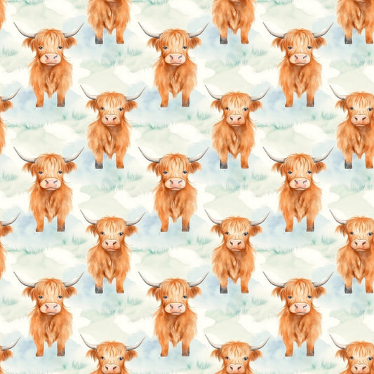 Funky Highland Cows Pattern 4 Quilting Cotton Fabric