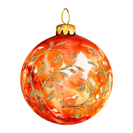 Watercolor Christmas Ornaments Fabric Panel 11