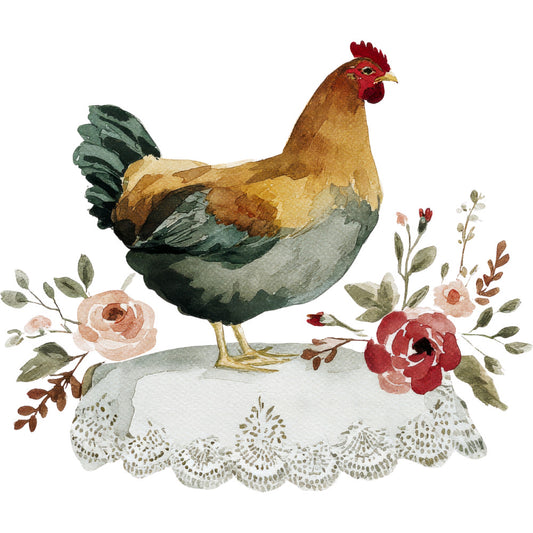 Farmhouse Chicken Decor Fabric Panel 49
