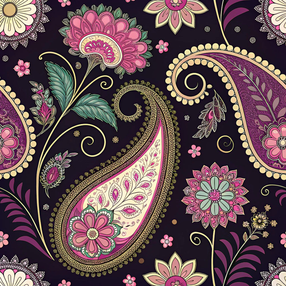 Midnight Paisley Garden Pattern 7 Minky Fabric