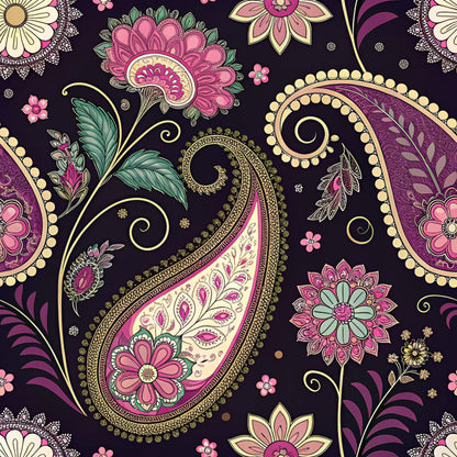 Midnight Paisley Garden Pattern 7 Minky Fabric