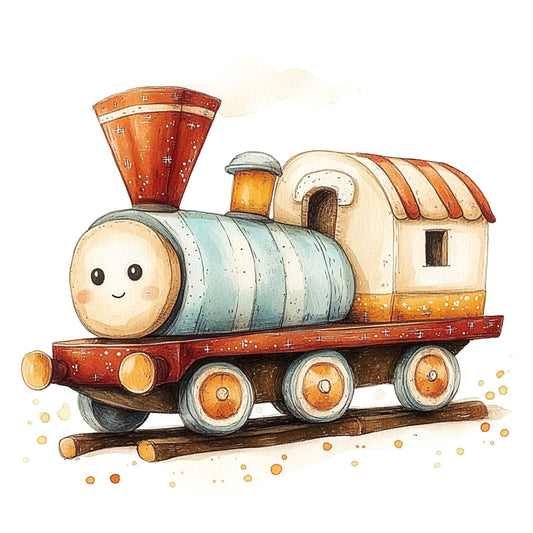 Cute Trains Fabric Panel 6