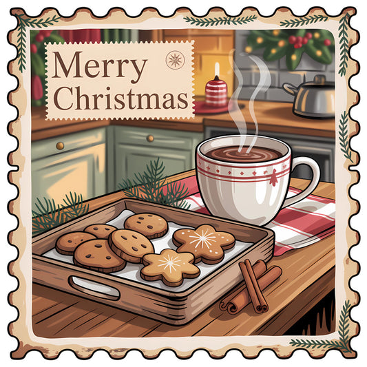 Vintage Christmas Stamps Fabric Panel 37
