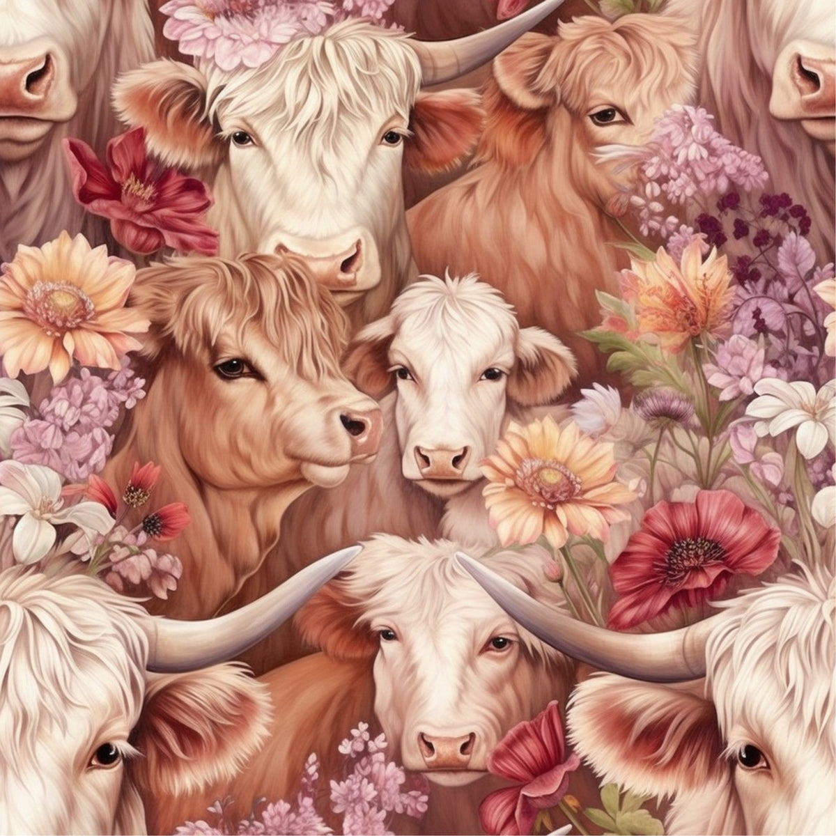 Blooming Bovines Pattern 1 Minky Fabric