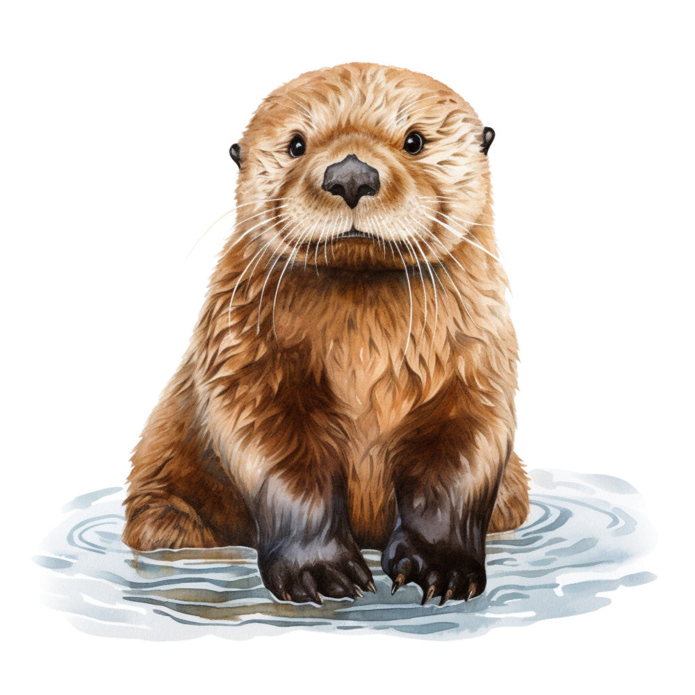 otter, river animal, wildlife, water, nature, brown, tan, cream, white, gray, cute, whimsical, playful, children's, kids, baby, aquatic, semi-realistic, illustration, portrait, animal lover, nursery, wall hanging, home decor, woodland, adorable, friendly, innocent, storybook style