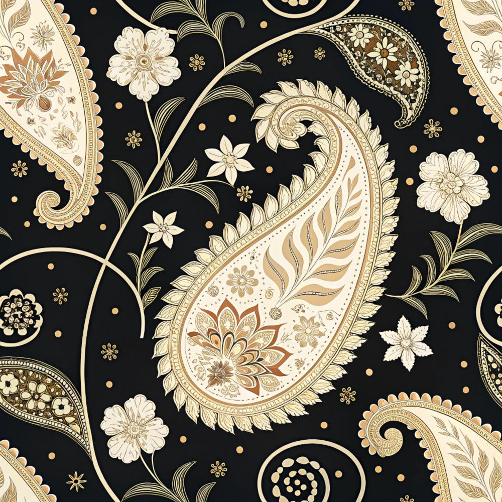 Midnight Paisley Garden Pattern 12 Minky Fabric