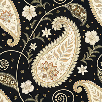 Midnight Paisley Garden Pattern 12 Minky Fabric