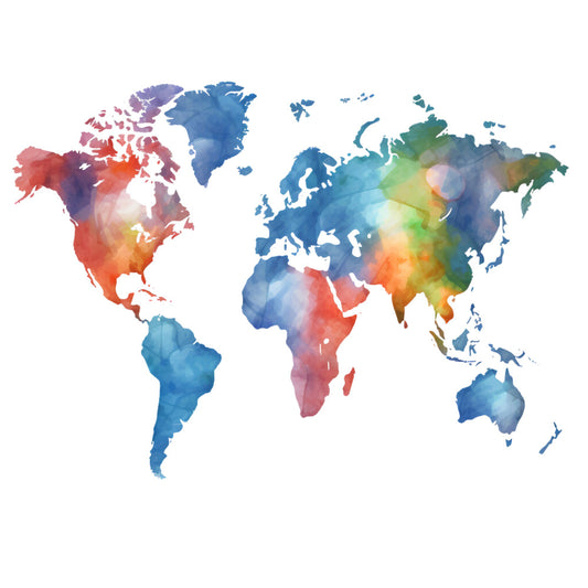 Colorful World Map Fabric Panel 24