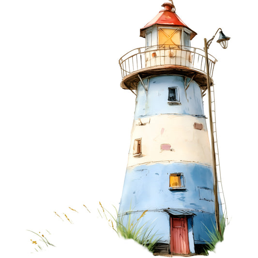 Watercolor Nautical Lighthouse Fabric Panel 17