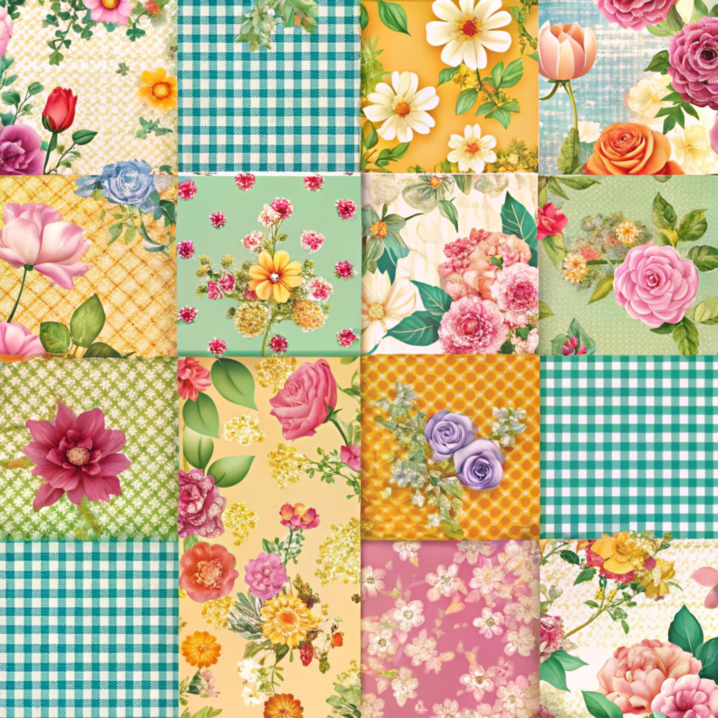 Spring Patchwork Pattern 9 Quilting Cotton Fabric
