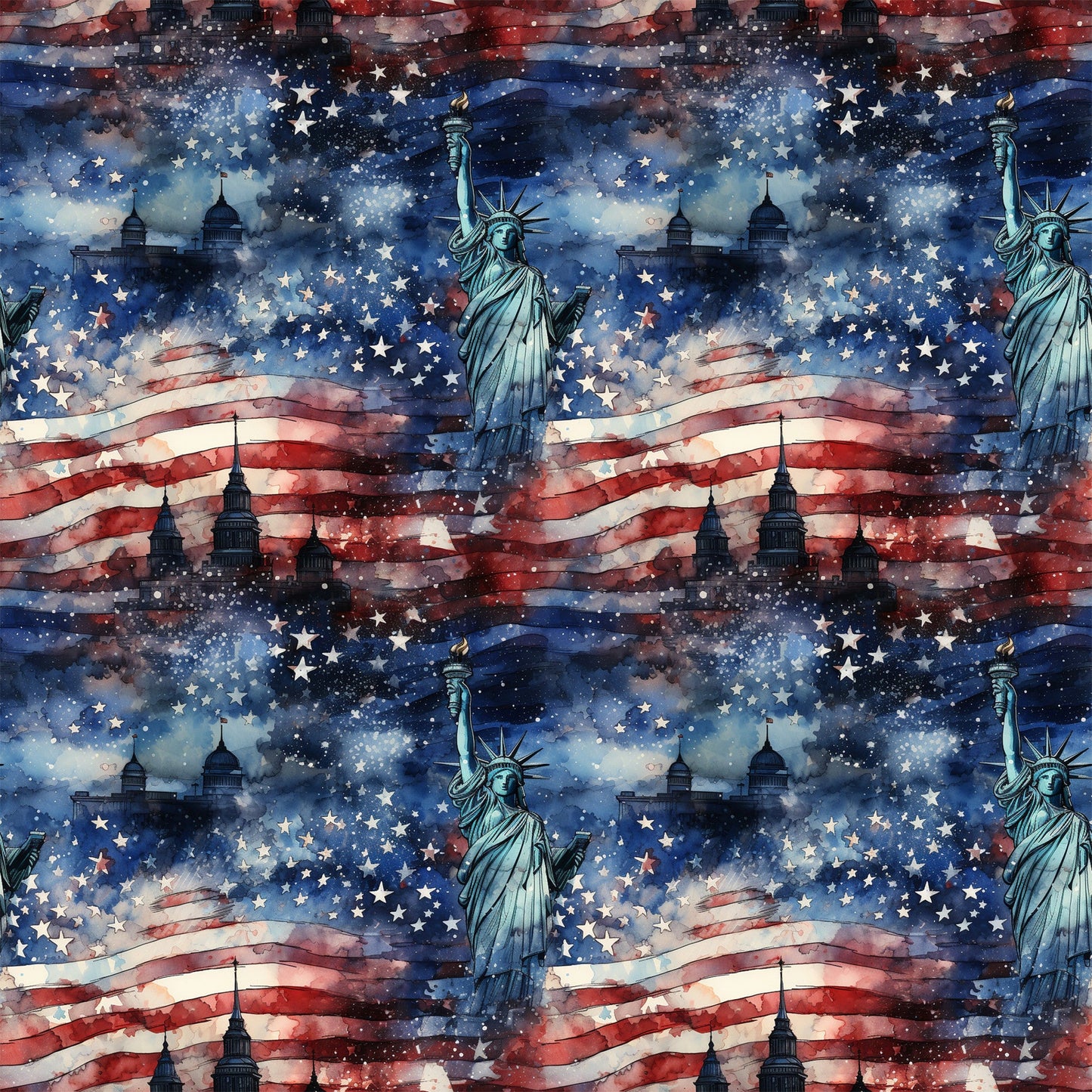 Patriotic Grunge Pattern 1 Quilting Cotton Fabric