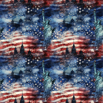 Patriotic Grunge Pattern 1 Quilting Cotton Fabric