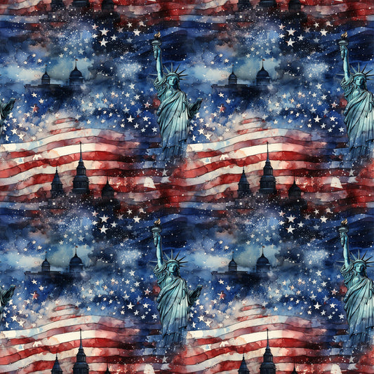 Patriotic Grunge Pattern 1 Quilting Cotton Fabric