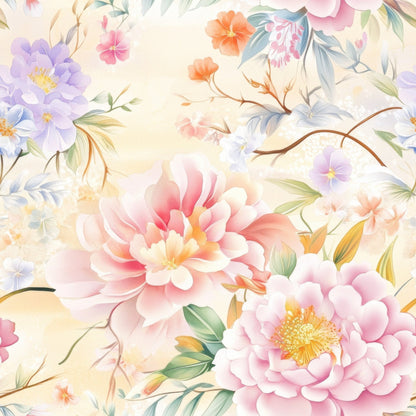 Watercolor Petal Garden Pattern 8 Minky Fabric
