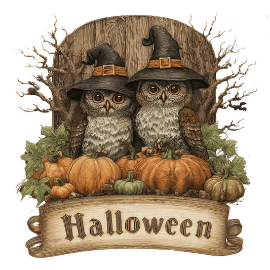 Halloween Owl Ornament Fabric Panel 11