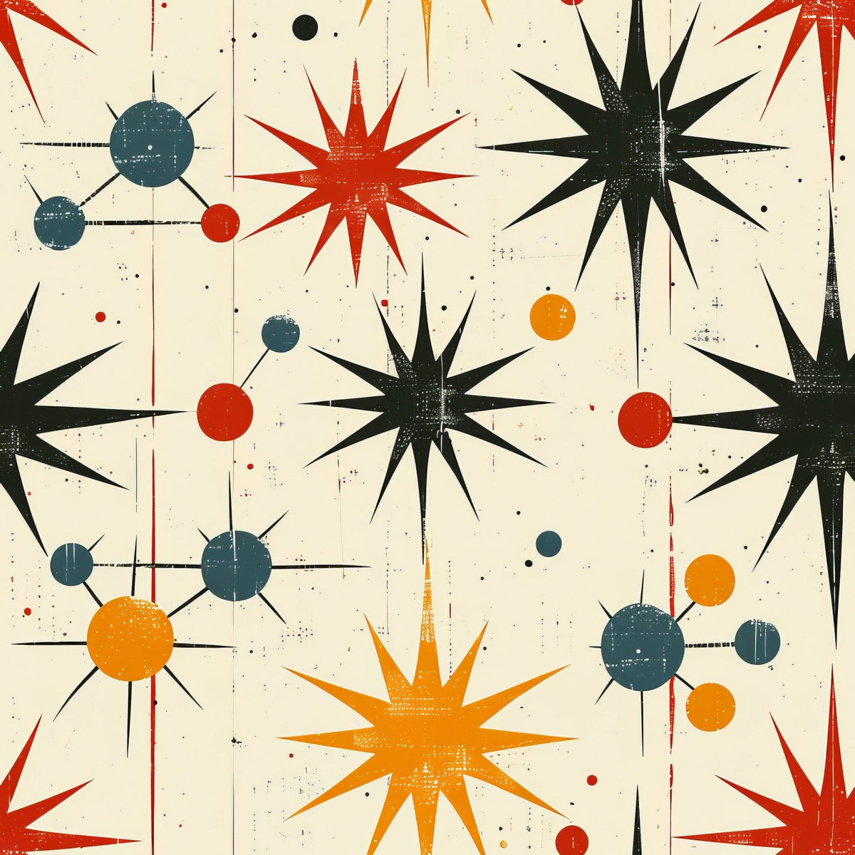 Midcentury Cosmos Pattern 10 Minky Fabric