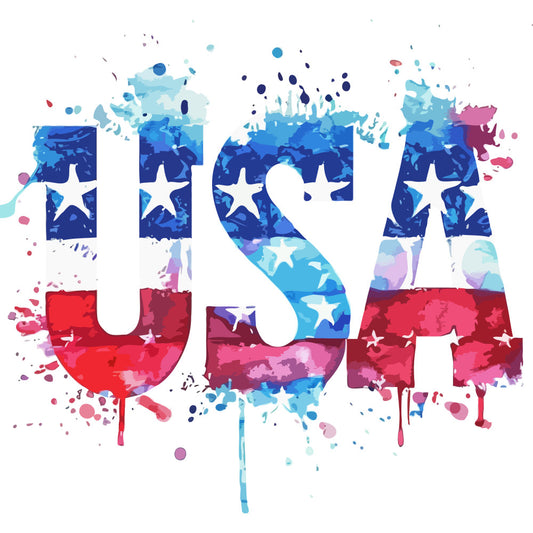 Watercolor 4th of July Fabric Panel 14