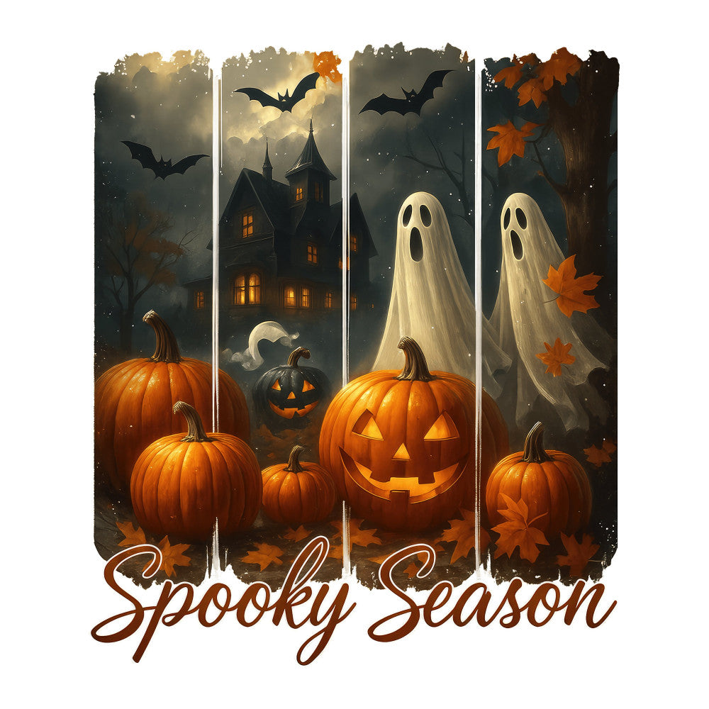 spooky season, halloween, autumn, fall, pumpkins, jack-o-lanterns, ghosts, haunted house, bats, orange, black, cream, dark brown, burnt orange, gold, halloween decor, trick-or-treat, october, seasonal, holiday, festive, whimsical, spooky, eerie, atmospheric, mystical, gothic, dark, moody, fall leaves