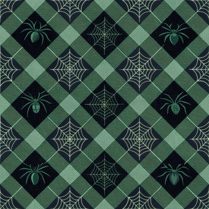 Halloween Gingham and Stripes Pattern 1 Quilting Cotton Fabric