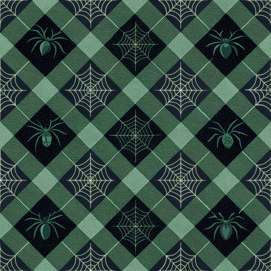 Halloween Gingham and Stripes Pattern 1 Quilting Cotton Fabric