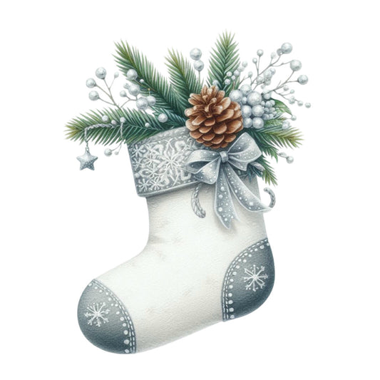 Christmas Stocking Scene Fabric Panel 16