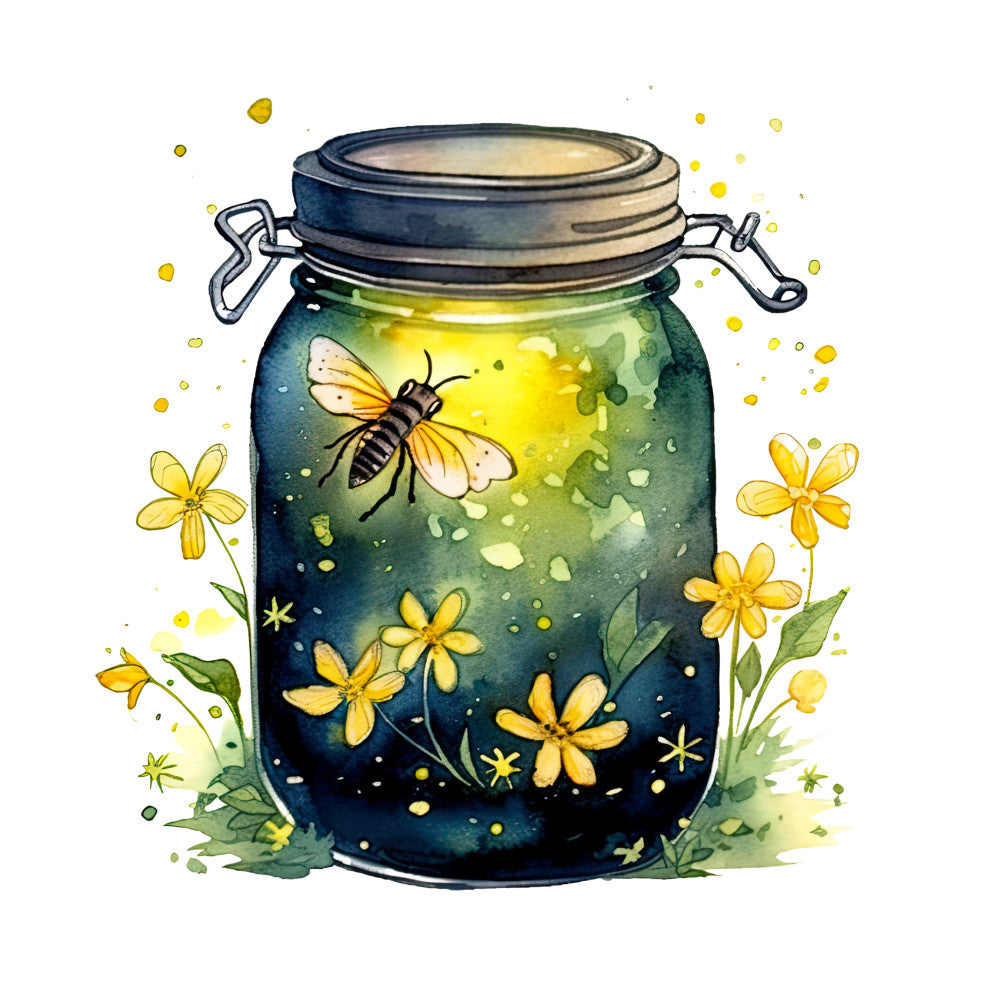 Fireflies in a Jar Fabric Panel 5