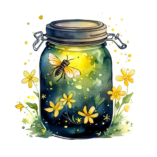 Fireflies in a Jar Fabric Panel 5